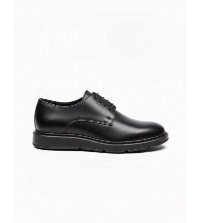 BA0003 Bağcıklı Klasik Siyah Yüksek Siyah Taban Casual Erkek Ayakkabı