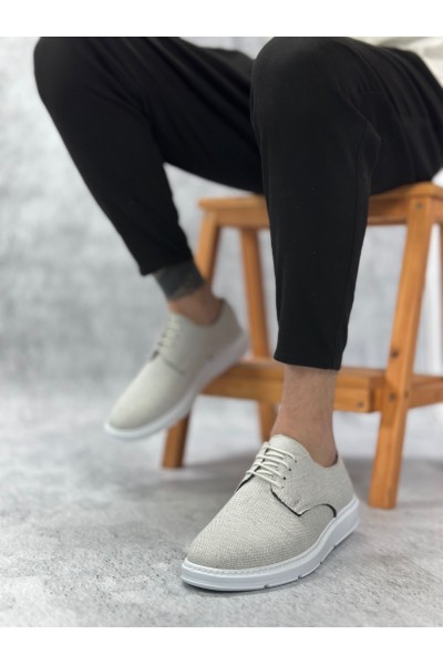 BA0003 Bağcıklı Klasik Spor Keten Beyaz Taban Casual Erkek Ayakkabı