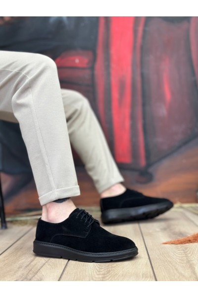 BA0003 Bağcıklı Süet Klasik Siyah Yüksek Taban Casual Erkek Ayakkabı BA0003 Bağcıklı Süet Klasik Siyah Yüksek Taban Casual Erkek Ayakkabı