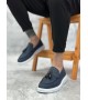 BA0005 Bağcıksız Yüksek Taban Klasik Keten Lacivert Püsküllü Erkek Ayakkabı