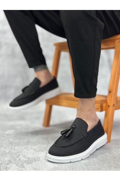 BA0005 Bağcıksız Yüksek Taban Klasik Keten Siyah Püsküllü Erkek Ayakkabı BA0005 Bağcıksız Yüksek Taban Klasik Keten Siyah Püsküllü Erkek Ayakkabı