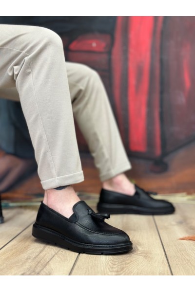 BA0005 Bağcıksız Yüksek Taban Mat Siyah Klasik Püsküllü Corcik Erkek Ayakkabı BA0005 Bağcıksız Yüksek Taban Mat Siyah Klasik Püsküllü Corcik Erkek Ayakkabı