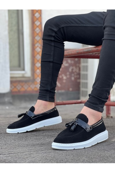 BA0005 Bağcıksız Yüksek Taban Siyah Beyaz Taban Kemerli Klasik Püsküllü Corcik Erkek Ayakkabı BA0005 Bağcıksız Yüksek Taban Siyah Beyaz Taban Kemerli Klasik Püsküllü Corcik Erkek Ayakkabı