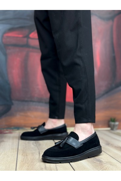 BA0005 Bağcıksız Yüksek Taban Siyah Kemerli Klasik Püsküllü Corcik Erkek Ayakkabı BA0005 Bağcıksız Yüksek Taban Siyah Kemerli Klasik Püsküllü Corcik Erkek Ayakkabı