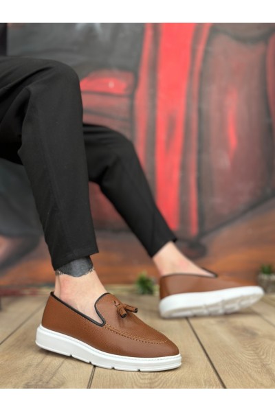 BA0005 Bağcıksız Yüksek Taban Taba Beyaz Klasik Püsküllü Corcik Erkek Ayakkabı BA0005 Bağcıksız Yüksek Taban Taba Beyaz Klasik Püsküllü Corcik Erkek Ayakkabı