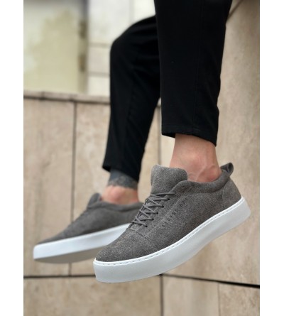 BA0104 Bağcıklı Gri Süet Beyaz Taban Spor Klasik Erkek Ayakkabı BA0104 Bağcıklı Gri Süet Beyaz Taban Spor Klasik Erkek Ayakkabı