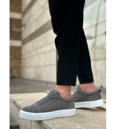 BA0104 Bağcıklı Gri Süet Beyaz Taban Spor Klasik Erkek Ayakkabı BA0104 Bağcıklı Gri Süet Beyaz Taban Spor Klasik Erkek Ayakkabı