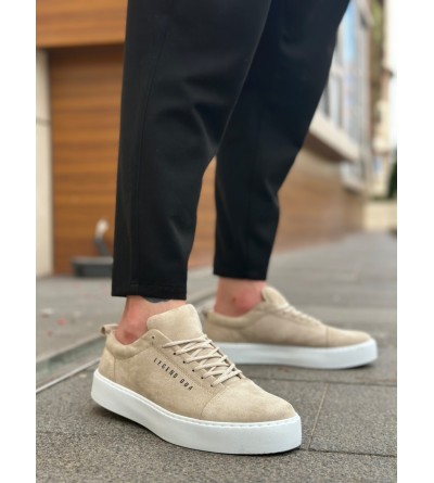 BA0104 Bağcıklı Krem Süet Beyaz Taban Spor Klasik Erkek Ayakkabı BA0104 Bağcıklı Krem Süet Beyaz Taban Spor Klasik Erkek Ayakkabı
