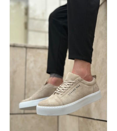 BA0104 Bağcıklı Krem Süet Beyaz Taban Spor Klasik Erkek Ayakkabı BA0104 Bağcıklı Krem Süet Beyaz Taban Spor Klasik Erkek Ayakkabı