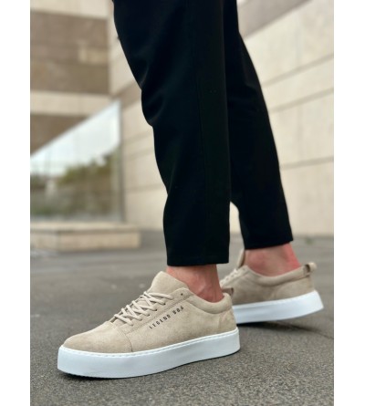 BA0104 Bağcıklı Krem Süet Beyaz Taban Spor Klasik Erkek Ayakkabı BA0104 Bağcıklı Krem Süet Beyaz Taban Spor Klasik Erkek Ayakkabı