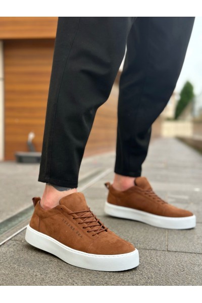 BA0104 Bağcıklı Taba Süet Beyaz Taban Spor Klasik Erkek Ayakkabı