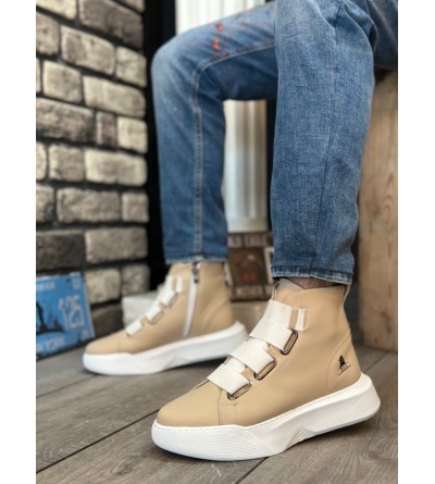 BA0142 Bantlı Erkek Yüksek Taban Krem Beyaz Spor Bot BA0142 Bantlı Erkek Yüksek Taban Krem Beyaz Spor Bot