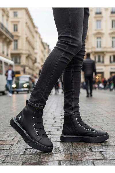 BA0142 Bantlı Erkek Yüksek Taban Siyah Tabanlı Spor Bot BA0142 Bantlı Erkek Yüksek Taban Siyah Tabanlı Spor Bot