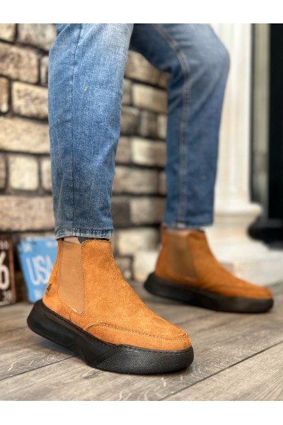 BA0150 Bağcıksız Erkek Taba Süet Siyah Yüksek Taban Spor Bot BA0150 Bağcıksız Erkek Taba Süet Siyah Yüksek Taban Spor Bot