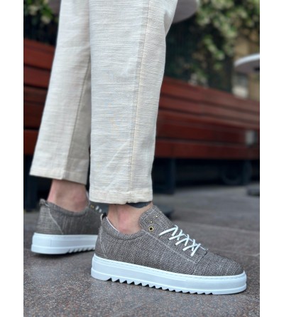 BA0152 Bağcıklı Yüksek Taban Kahve Kırçıllı Erkek Ayakkabı