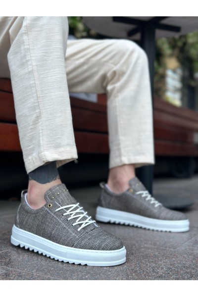 BA0152 Bağcıklı Yüksek Taban Kahve Kırçıllı Erkek Ayakkabı