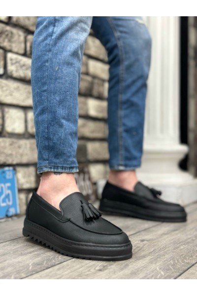BA0154 Bağcıksız Yüksek Taban Cilt Siyah Renk Püsküllü Erkek Ayakkabı BA0154 Bağcıksız Yüksek Taban Cilt Siyah Renk Püsküllü Erkek Ayakkabı