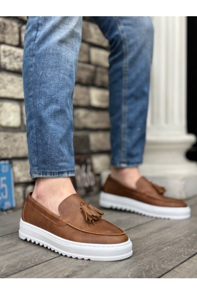 BA0154 Bağcıksız Yüksek Taban Cilt Taba Püsküllü Erkek Ayakkabı BA0154 Bağcıksız Yüksek Taban Cilt Taba Püsküllü Erkek Ayakkabı