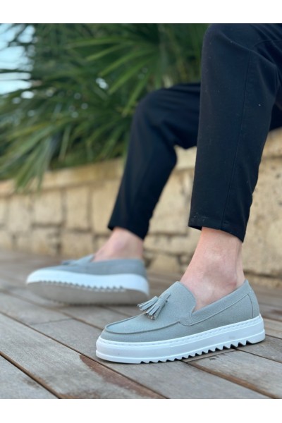 BA0154 Bağcıksız Yüksek Taban Gri Süet Püsküllü Erkek Ayakkabı BA0154 Bağcıksız Yüksek Taban Gri Süet Püsküllü Erkek Ayakkabı