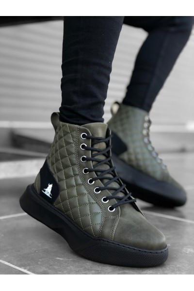 BA0159 Bağcıklı Haki Kapitone Erkek Yüksek Taban Spor Bot BA0159 Bağcıklı Haki Kapitone Erkek Yüksek Taban Spor Bot