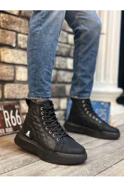 BA0159 Bağcıklı Siyah Kapitone Erkek Yüksek Taban Spor Bot BA0159 Bağcıklı Siyah Kapitone Erkek Yüksek Taban Spor Bot
