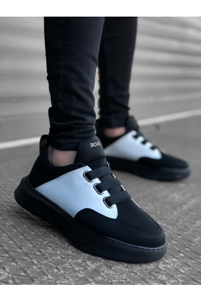 BA0160 Bantlı Erkek Yüksek Taban Siyah Beyaz Siyah Taban Spor Ayakkabı BA0160 Bantlı Erkek Yüksek Taban Siyah Beyaz Siyah Taban Spor Ayakkabı