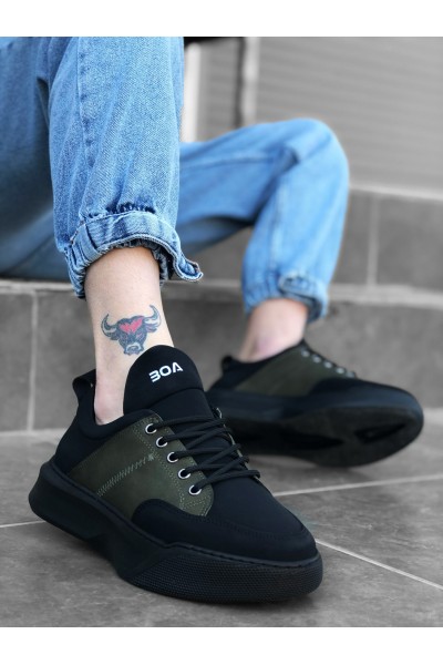BA0163 Bağcıklı Erkek Yüksek Taban Siyah Haki Spor Ayakkabı BA0163 Bağcıklı Erkek Yüksek Taban Siyah Haki Spor Ayakkabı