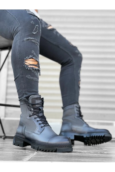 BA0183 İçi Dışı Hakiki Deri Gri Erkek Postal Bot BA0183 İçi Dışı Hakiki Deri Gri Erkek Postal Bot