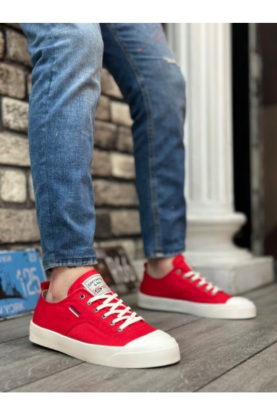 BA0223 BOA Rahat Düz Taban Keten Bağcıklı Kırmızı Günlük Erkek Ayakkabı BA0223 BOA Rahat Düz Taban Keten Bağcıklı Kırmızı Günlük Erkek Ayakkabı