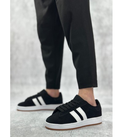 BA0235 BOA İki Çizgili Siyah Süet Erkek Günlük Ayakkabı BA0235 BOA İki Çizgili Siyah Süet Erkek Günlük Ayakkabı