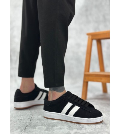 BA0235 BOA İki Çizgili Siyah Süet Erkek Günlük Ayakkabı BA0235 BOA İki Çizgili Siyah Süet Erkek Günlük Ayakkabı