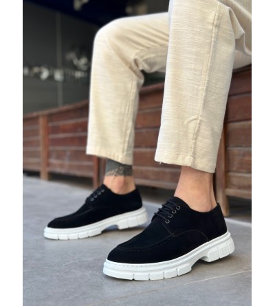 BA0237 Bağcıklı Klasik Yüksek Taban Siyah Süet Casual Erkek Ayakkabı