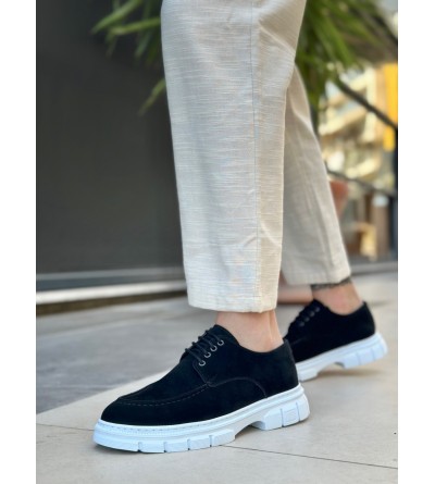 BA0237 Bağcıklı Klasik Yüksek Taban Siyah Süet Casual Erkek Ayakkabı