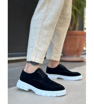 BA0237 Bağcıklı Klasik Yüksek Taban Siyah Süet Casual Erkek Ayakkabı