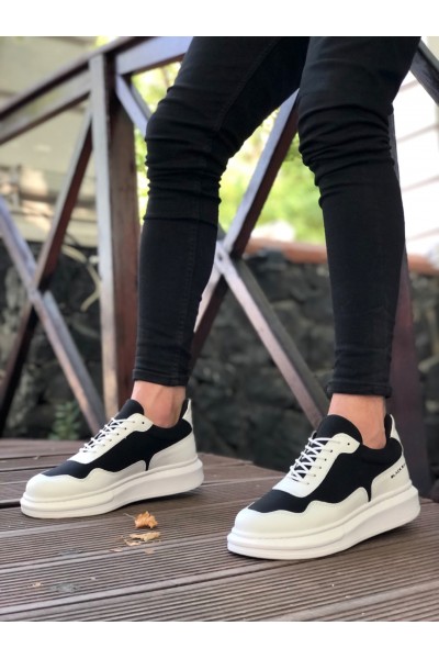 BA0238 BOA Yüksek Taban Beyaz Siyah Bağcıklı Erkek Ayakkabı BA0238 BOA Yüksek Taban Beyaz Siyah Bağcıklı Erkek Ayakkabı