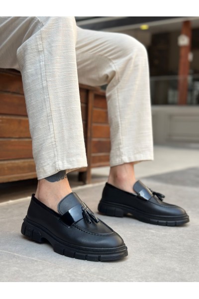 BA0240 Yüksek Taban Klasik Parlak Püsküllü Siyah Taban Erkek Ayakkabı BA0240 Yüksek Taban Klasik Parlak Püsküllü Siyah Taban Erkek Ayakkabı