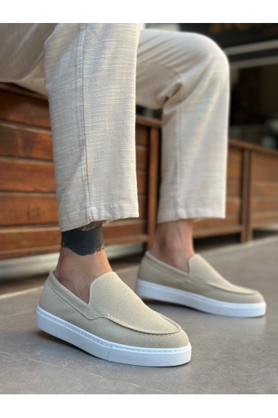 BA0241 Bağcıksız Yüksek Taban Bej Süet Erkek Ayakkabı BA0241 Bağcıksız Yüksek Taban Bej Süet Erkek Ayakkabı