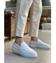BA0241 Bağcıksız Yüksek Taban Beyaz Cilt Erkek Ayakkabı