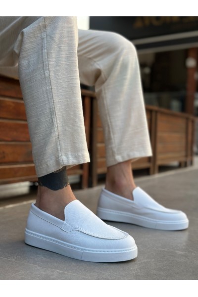 BA0241 Bağcıksız Yüksek Taban Beyaz Cilt Erkek Ayakkabı BA0241 Bağcıksız Yüksek Taban Beyaz Cilt Erkek Ayakkabı