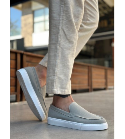 BA0241 Bağcıksız Yüksek Taban Gri Süet Erkek Ayakkabı