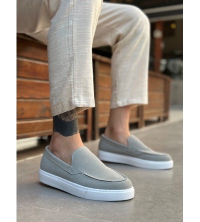 BA0241 Bağcıksız Yüksek Taban Gri Süet Erkek Ayakkabı