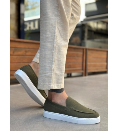 BA0241 Bağcıksız Yüksek Taban Haki Süet Erkek Ayakkabı