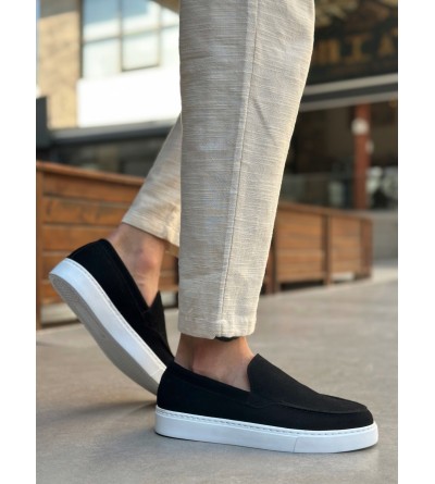 BA0241 Bağcıksız Yüksek Taban Siyah Süet Erkek Ayakkabı