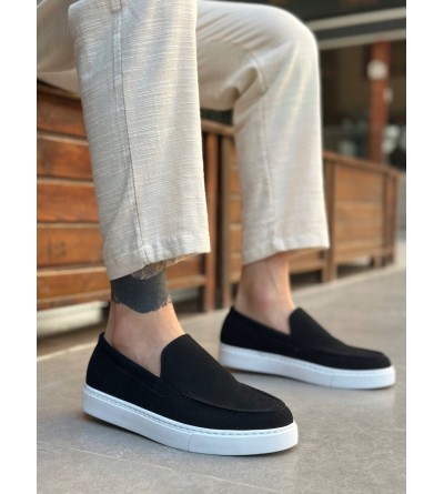 BA0241 Bağcıksız Yüksek Taban Siyah Süet Erkek Ayakkabı