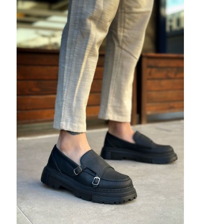 BA0242 Tokalı Klasik Yüksek Siyah Taban Erkek Ayakkabı