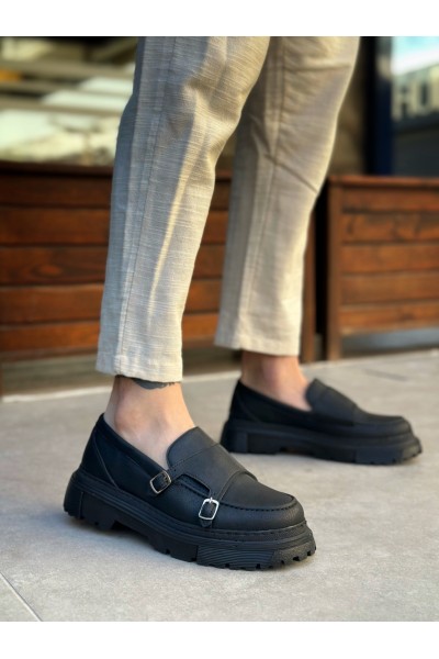 BA0242 Tokalı Klasik Yüksek Siyah Taban Erkek Ayakkabı