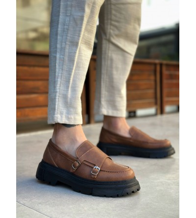 BA0242 Tokalı Klasik Yüksek Siyah Taban Taba Erkek Ayakkabı