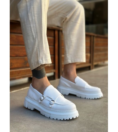 BA0242 Tokalı Klasik Yüksek Taban Beyaz Erkek Ayakkabı