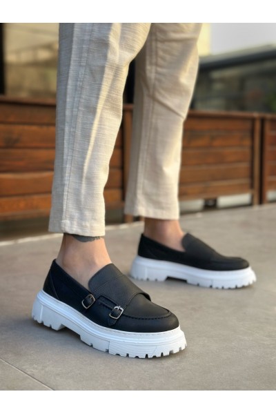 BA0242 Tokalı Klasik Yüksek Taban Siyah Erkek Ayakkabı