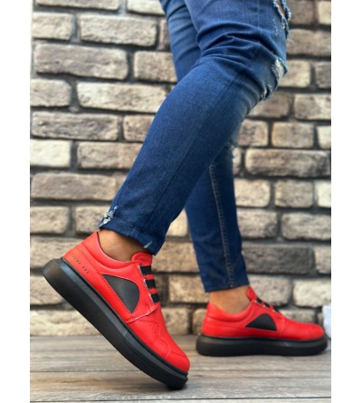 BA0302 Boa Kalın Taban Bağcıksız Tarz Casual Kırmızı Siyah Erkek Ayakkabı BA0302 Boa Kalın Taban Bağcıksız Tarz Casual Kırmızı Siyah Erkek Ayakkabı